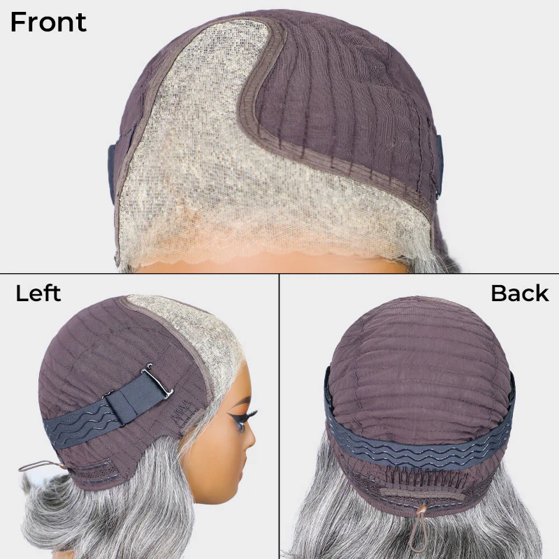 Boss Vibe Salt and Pepper Layered Bob Wear Go Glueless Pre-Cut Lace Grey Wig