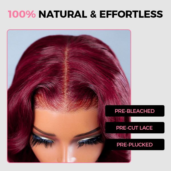 OhMyPretty Face-Framing Layers 99J Color Wear Go Upgraded Body Wave Glueless 7x5 Lace Wig With Pre-plucked Hairline