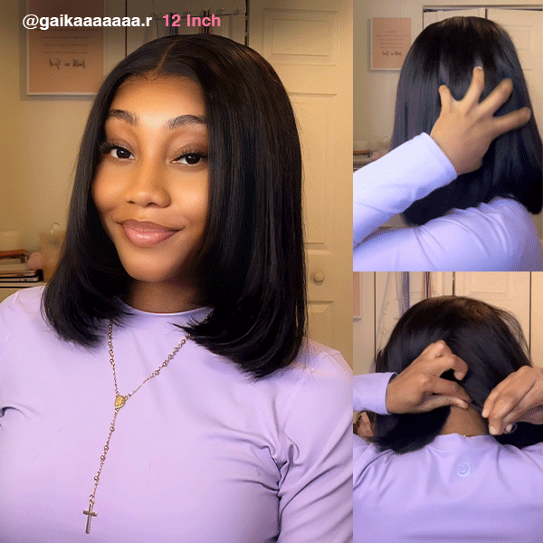 yaki straight layered bob wigs t part wig 12 inch