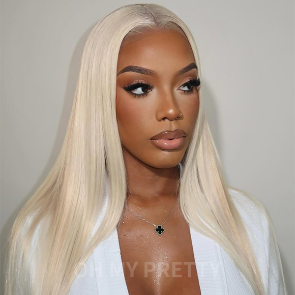 OhMyPretty Wear Go Glueless 613 Blond Color Straight HD Lace Closure Wig With Pre-plucked Hairline Pre-cut Lace