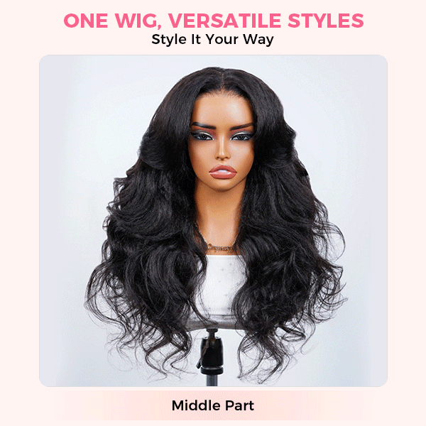 Luxury Wear Go 13x6 Kinky Straight Layered Cut Glueless Wig Lace Front Wig With Invisi Draw-string 250% Density