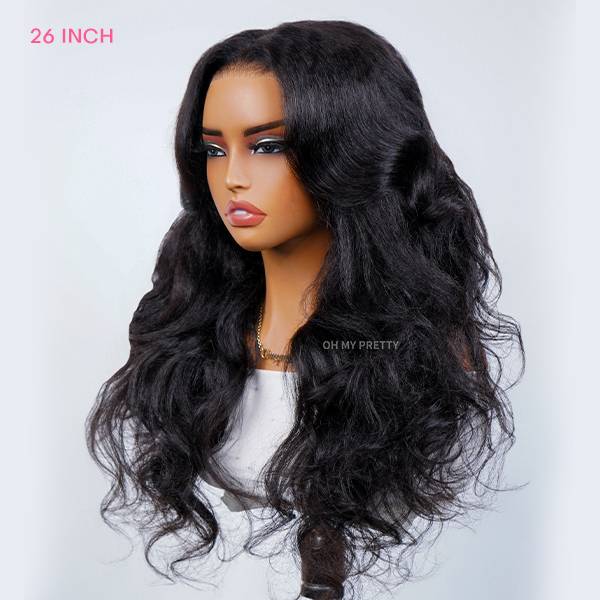 Luxury Wear Go 13x6 Kinky Straight Layered Cut Glueless Wig Lace Front Wig With Invisi Draw-string 250% Density