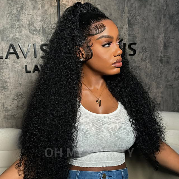 OhMyPretty Kinky Curly 13x4 Lace Front Wig with Pre-plucked Edges