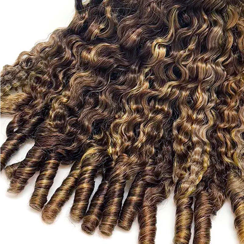 Highlight Burmese Curly Crochet Human Hair for Boho Braids Plush Texture Time-Saving Pre-Separated Tangle Free