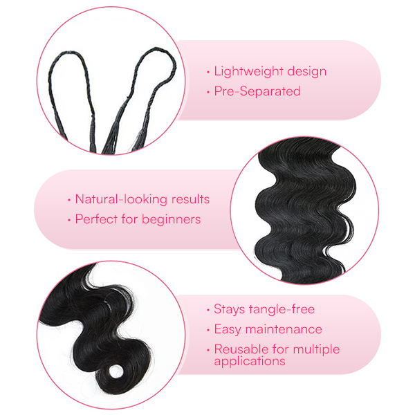 Body Wave Crochet Human Hair for Natural Boho Braids Miracle Knots Ready Time-Saving Pre-Separated Tangle Free