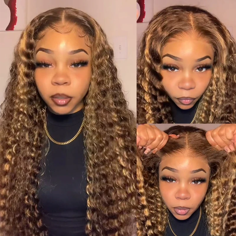 OhMyPretty Wear Go Glueless Highlight Brown Deep Wave 6x4 Lace Wig With Pre-plucked Hairline Secure 3D Dome Cap