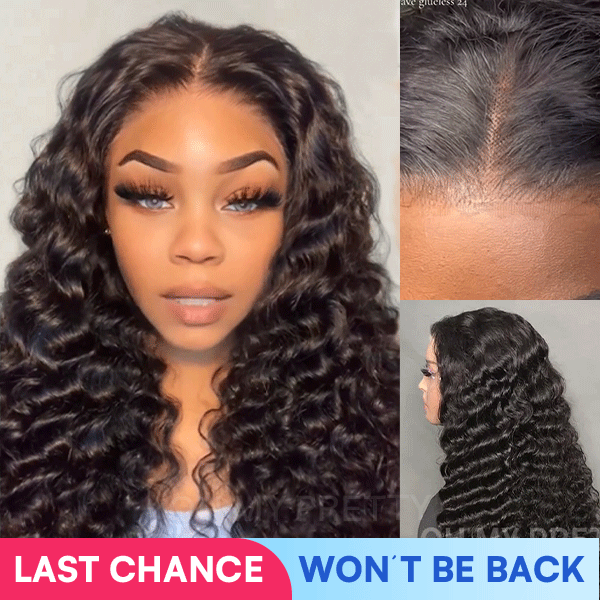 OhMyPretty Wear Go Loose Deep Wave Glueless  7x5 Lace Wig Breathable Cap Human Hair Pre plucked &Pre Bleached & Pre Cut