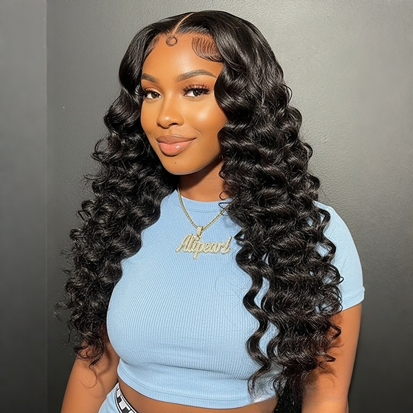 [Model Length = $121] New In Loose Curly M-Cap 9x6 Wear Go Wig Pre-Bleached Knots Loose Deep Glueless Wig
