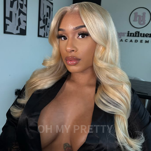 OhMyPretty Wear Go Glueless 613 Blond Color Body Wave 6x4 HD Lace Closure Wig With Pre-plucked Hairline Pre-cut Lace