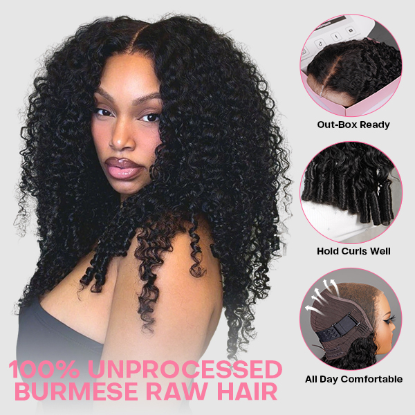 Voluminous & Bouncy Burmese Curly  M-Cap 9x6 Draw-strings Wear Go Wig Bleached Knots Glueless Wig
