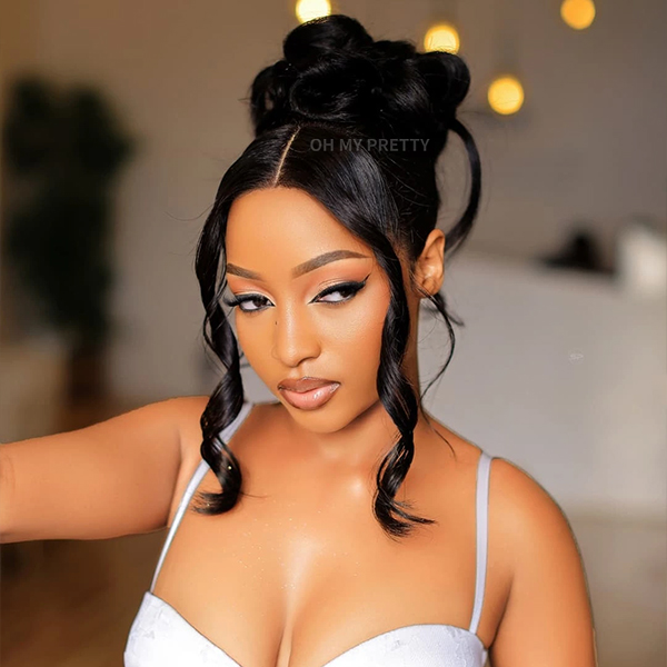 OMpretty 360 Body Wave Invisi Draw Strings Wear Go Glueless Pre-Bleached And Pre-Cut Lace Human Hair Wig