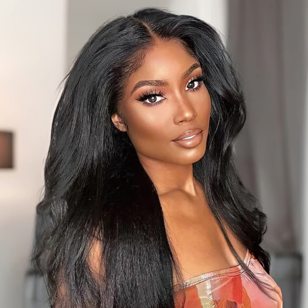 OhMyPretty Bleach Knots Glueless Kinkiy Straight Wear Go 6x4 HD Lace Wig With Pre-plucked Edges