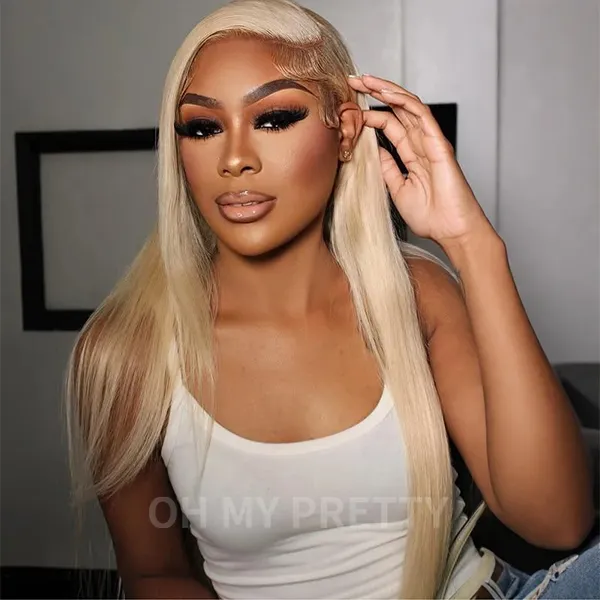 OhMyPretty Wear Go Glueless 613 Blond Color Straight HD Lace Closure Wig With Pre-plucked Hairline Pre-cut Lace