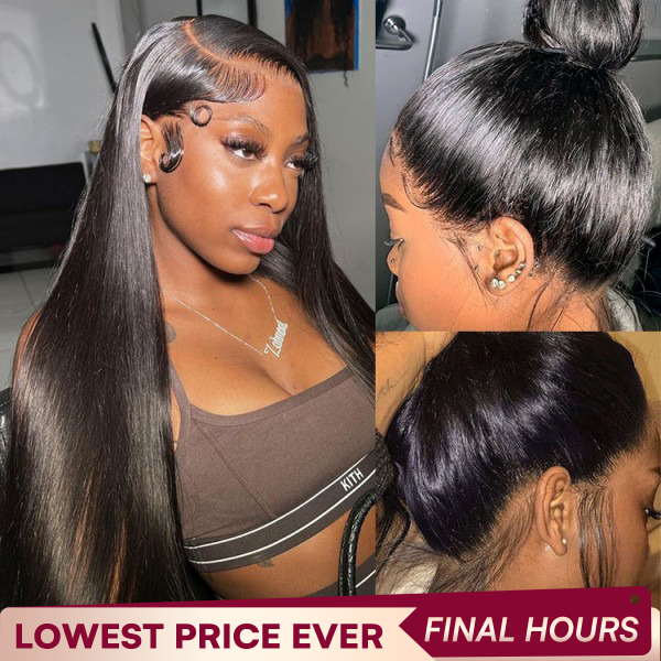 OMpretty 360 Straight Invisi Draw Strings Wear Go Glueless Pre-Bleached And Pre-Cut Lace Human Hair Wig