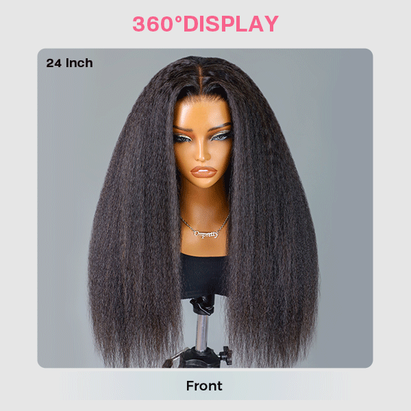 OhMyPretty Wear Go Kinky Straight Glueless 7x5 Lace Wig With Pre-plucked Edges
