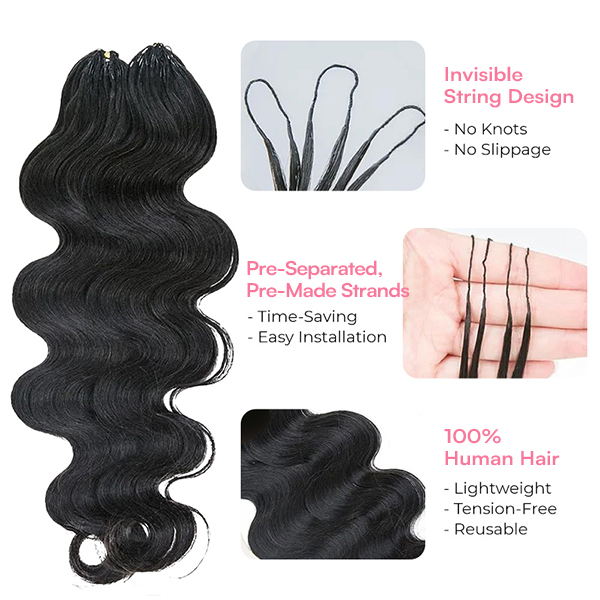 Body Wave Crochet Human Hair for Natural Boho Braids Miracle Knots Ready Time-Saving Pre-Separated Tangle Free