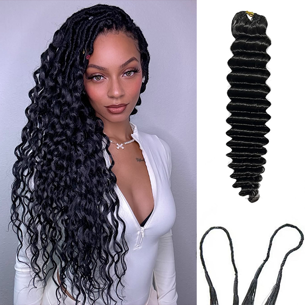Deep Wave Crochet Human Hair for Natural Boho Braids Miracle Knots Ready Time-Saving Pre-Separated Tangle Free