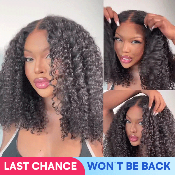 OhMyPretty Wear Go Kinky Curly Glueless 7x5 Lace Closure Wig With Pre-plucked Edges Gorgeous Natural Coily Curl