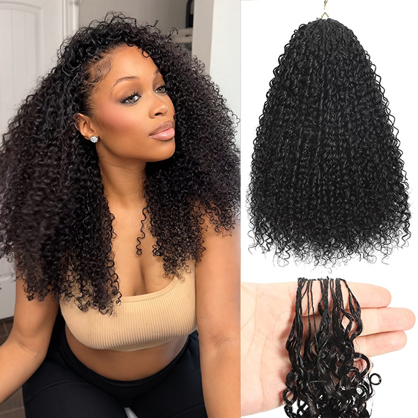 Kinky Curly Crochet Human Hair for Natural Boho Braids Miracle Knots Ready Time-Saving Pre-Separated Tangle Free
