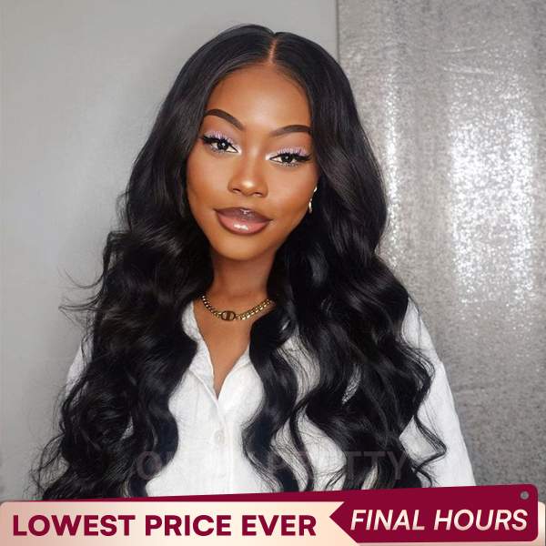 OhMyPretty Bleach Knots Glueless Body Wave Wear Go 7x5 Lace Wig With Pre-plucked Edges Pre-Cut Zig Zag Lace Invisible Knots