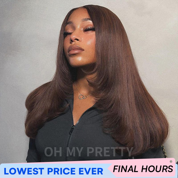 Brown Color #4 Straight Wear Go Glueless 7x5 Lace Wigs Pre-Plucked Hairline Pre-Cut Lace 100% Human Hair
