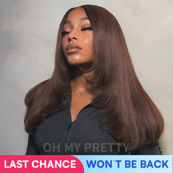 Brown Color #4 Straight Wear Go Glueless 7x5 Lace Wigs Pre-Plucked Hairline Pre-Cut Lace 100% Human Hair