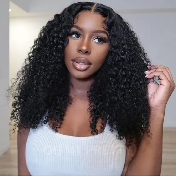 OhMyPretty Kinky Curly 13x4 HD Lace Front Wig Prebleached Knots With Pre-plucked Edges
