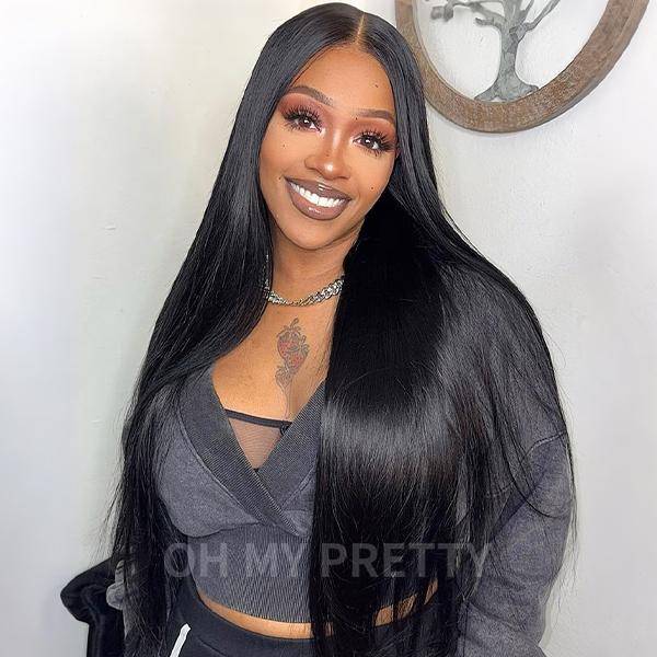OhMyPretty Glueless Straight And Body Wave Wear Go 7x5 Lace Wig With Pre-Plucked Natual Hairline Pre-Cut Lace Tiny Knots