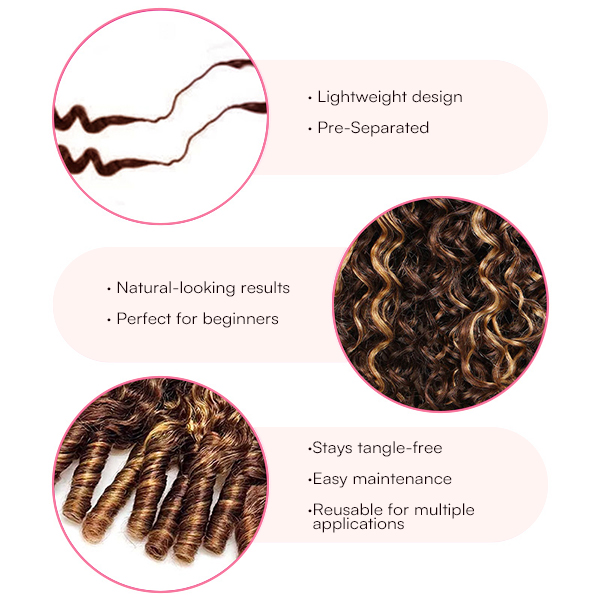 Highlight Burmese Curly Crochet Human Hair for Boho Braids Plush Texture Time-Saving Pre-Separated Tangle Free