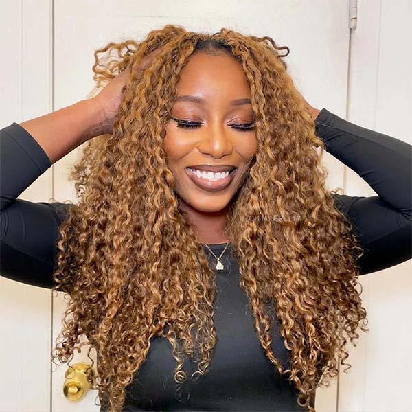 Highlight Burmese Curly Crochet Human Hair for Boho Braids Plush Texture Time-Saving Pre-Separated Tangle Free