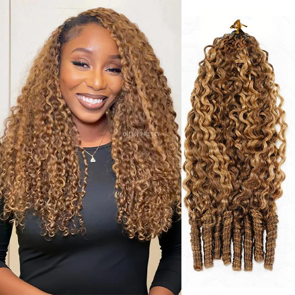 Highlight Burmese Curly Crochet Human Hair for Boho Braids Plush Texture Time-Saving Pre-Separated Tangle Free