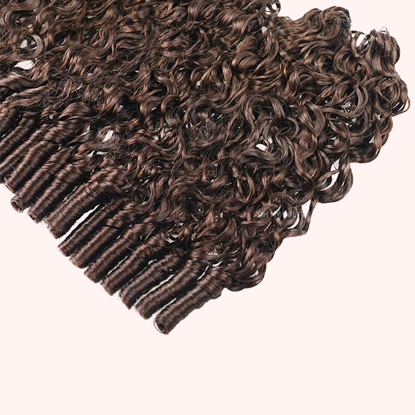 Chocolate Brown #4 Burmese Curly Color Crochet Hair Extension Pre-Separated Miracle Knots 100% Human Hair 