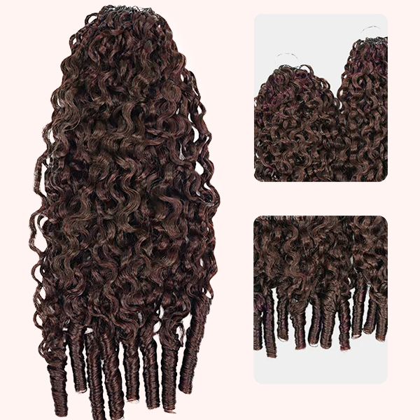 Chocolate Brown #4 Burmese Curly Color Crochet Hair Extension Pre-Separated Miracle Knots 100% Human Hair 
