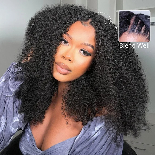 kinky curly v part wig