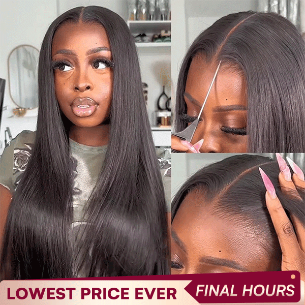 OhMyPretty Wear Go Glueless 9x6 Lace Straight Wig M Cap Super Natural Hairline Silky Human Hair  Mini Knots Pre plucked &Pre Bleached & Pre Cut