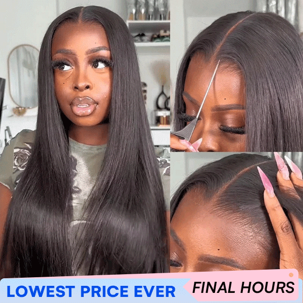 OhMyPretty Wear Go Glueless 9x6 Lace Straight Wig M Cap Super Natural Hairline Silky Human Hair  Mini Knots Pre plucked &Pre Bleached & Pre Cut