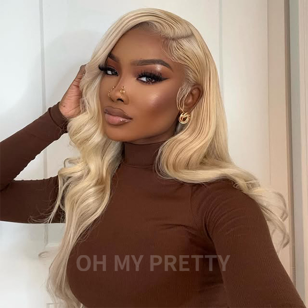 OhMyPretty #613 Blonde Body Wave 13x4 Lace Front Wig with Pre-plucked Edges
