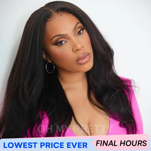 OhMyPretty M Cap Yaki Straight 9x6 Wear Go Wig Pre-Bleached Tiny Knots Glueless Wig Human Hair