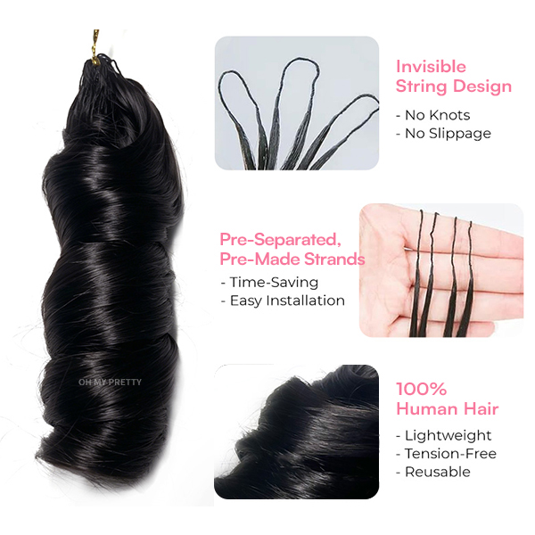 French Curl Feather Crochet Human Hair Invisible Miracle Knots Style for Boho Braids Pre-Separated Tangle Free