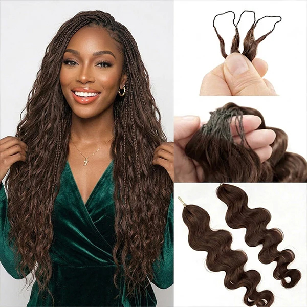 #4 Chocolate Brown Body Wave Crochet Human Hair Pre-Separated for Boho Braids & Miracle Knots Tangle Free & Reusable