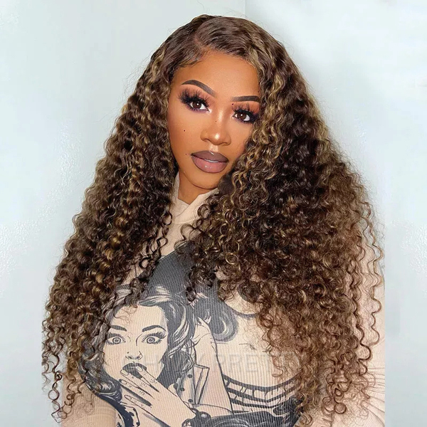 OhMyPretty Wear Go Glueless Highlight Brown Water Wave 6x4 Lace Wig With Pre-plucked Hairline Secure 3D Dome Cap