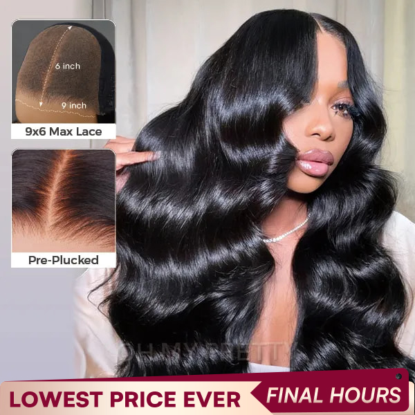 OhMyPretty Wear Go Glueless 9x6 Lace Body Wave Wig M Cap Pre Cut Lace with Natural Hairline Mini Knots
