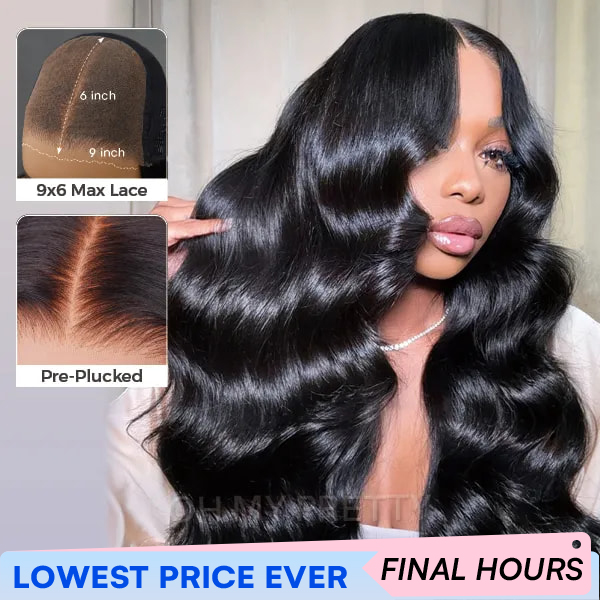 OhMyPretty Wear Go Glueless 9x6 Lace Body Wave Wig M Cap Pre Cut Lace with Natural Hairline Mini Knots