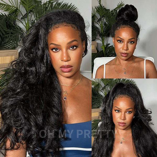 OhMyPretty 3 IN 1 Kinky Straight half wig