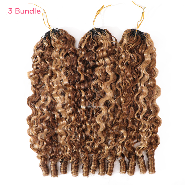 Highlight Burmese Curly Crochet Human Hair for Boho Braids Plush Texture Time-Saving Pre-Separated Tangle Free