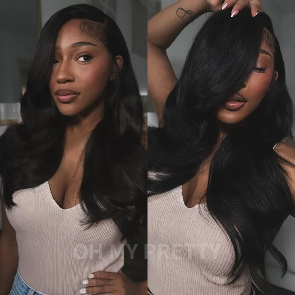 Side Part Layer Cut Body Wave 9x6 M Cap Wear Go Glueless Wig With Baby Hair Pre Bleached Single Knots Pre Cut Lace Pre Plucked Hairline