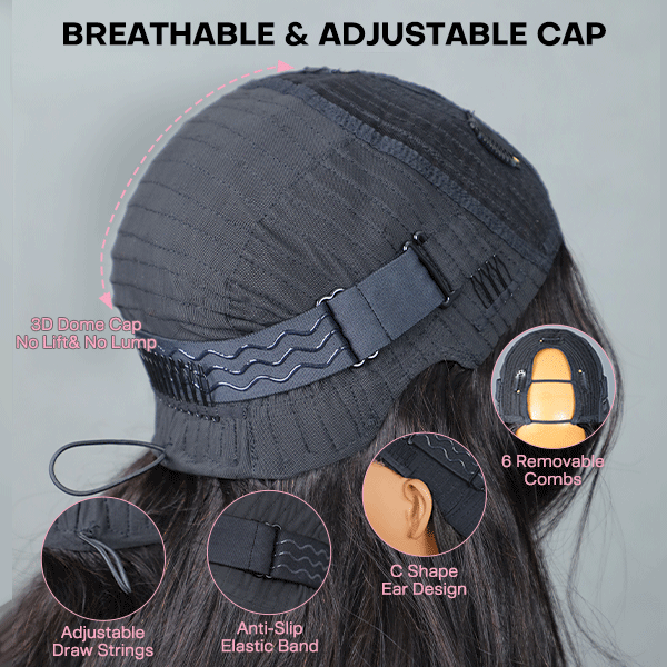 Ultra Natural Layered Cut Loose Body Wave Invisi Draw Strings U Part Wig 100% Human Hair