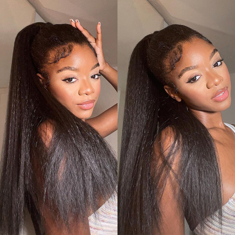 OhMyPretty Kinky Straight Drawstring Ponytail With InvisiFit Strap 100% Human Hair Extension