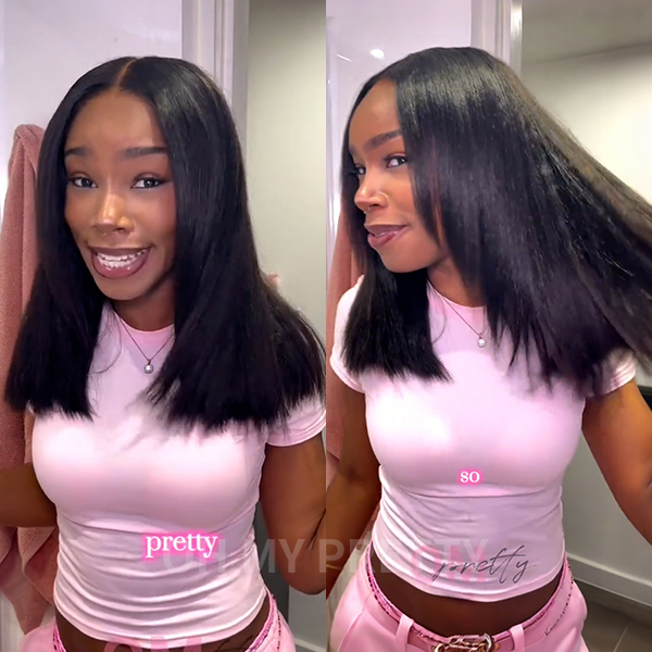 OhMyPretty M Cap Yaki Straight 9x6 Wear Go Wig Pre-Bleached Tiny Knots Glueless Wig