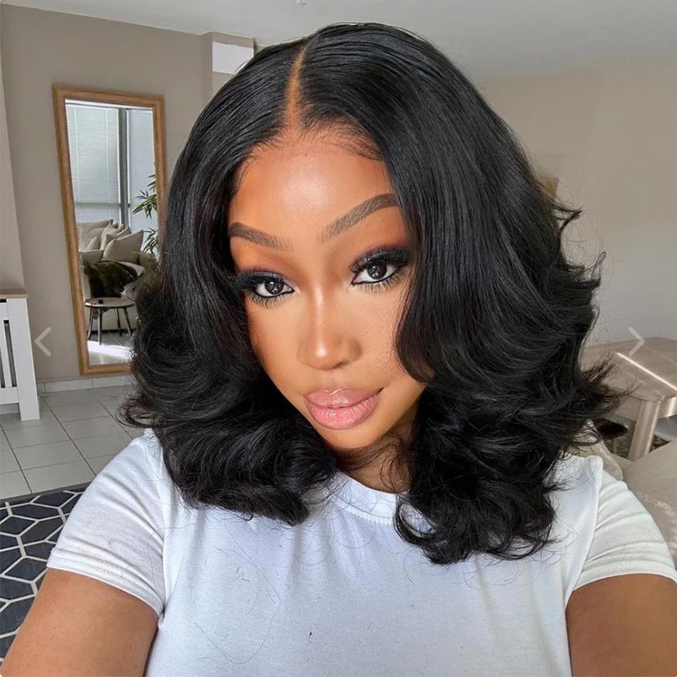 OhMyPretty Wear Go Body Wave Bob 7x5 Lace Wig Glueless Short Wig 100% Human Hair Beginner Friendly